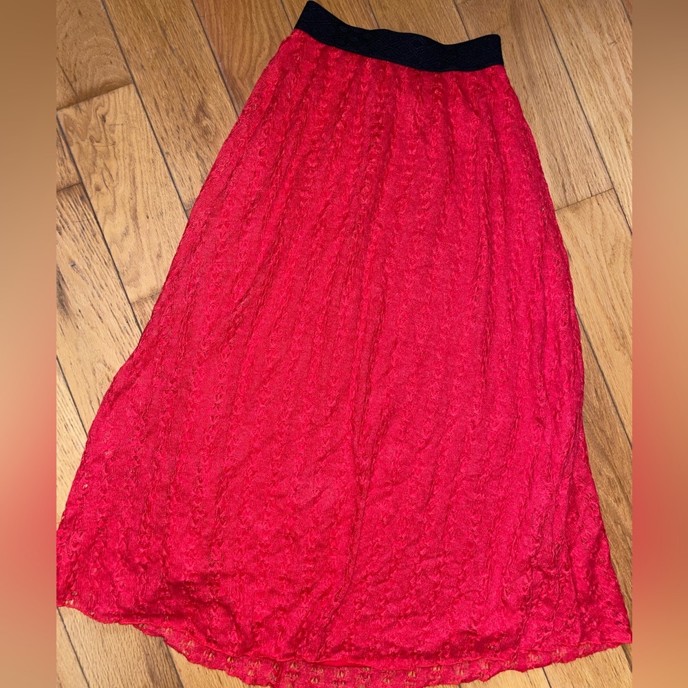 Lularoe maxi skirt lace crochet red size xs 2